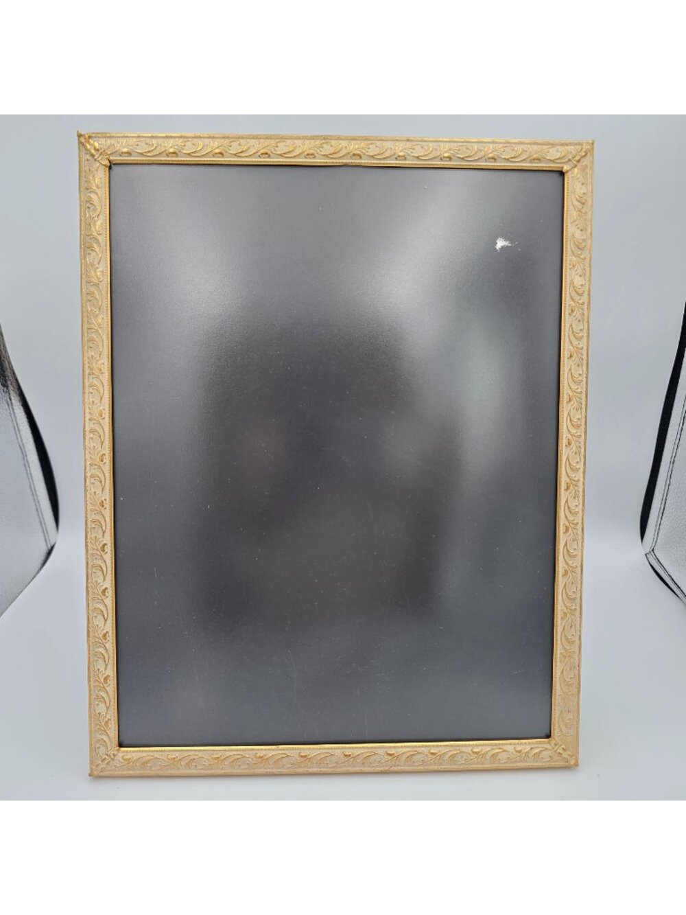 Ornate Gold-Toned Metal Piicture Frame White Wash Applied Corners 10" x 14"